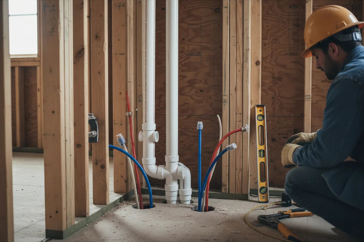 Drain and supply rough-in during Drain Cleaning in Richmond Hill
