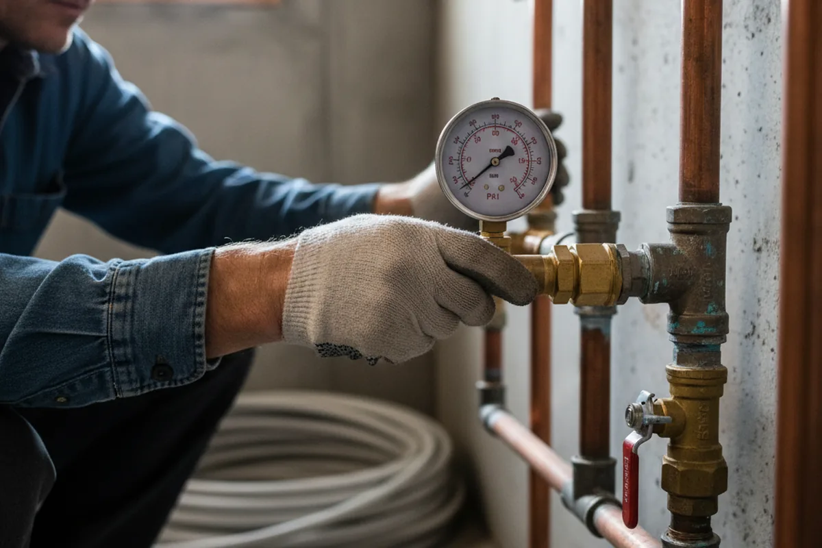 Pressure testing a repaired line during Water Line Repair in Richmond Hill